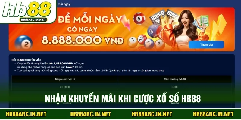 Nhận khuyến mãi khi cược xổ số HB88